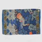 バードブルー中国の刺繍ヴィンテージ ゴルフタオル (横)