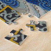 バードブルー中国の刺繍ヴィンテージ ジグソーパズル (側面)