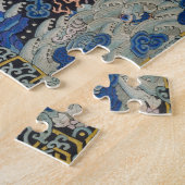 バードブルー中国の刺繍ヴィンテージ ジグソーパズル (側面)