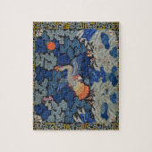 バードブルー中国の刺繍ヴィンテージ ジグソーパズル (縦)