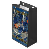 バードブルー中国の刺繍ヴィンテージ スモールペーパーバッグ (正面アングル)