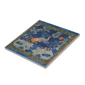 バードブルー中国の刺繍ヴィンテージ タイル (側面)