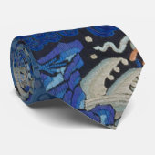 バードブルー中国の刺繍ヴィンテージ ネクタイ (ロール)