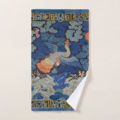 バードブルー中国の刺繍ヴィンテージ バスタオルセット (ハンドタオル)