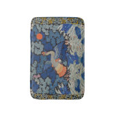 バードブルー中国の刺繍ヴィンテージ バスマット (正面縦)