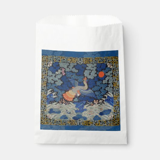 バードブルー中国の刺繍ヴィンテージ フェイバーバッグ (正面)