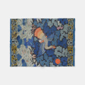 バードブルー中国の刺繍ヴィンテージ フリースブランケット (正面(横))