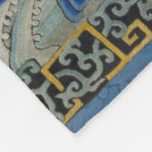 バードブルー中国の刺繍ヴィンテージ フリースブランケット (角)