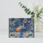 バードブルー中国の刺繍ヴィンテージ ポストカード (スタンド正面)