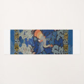 バードブルー中国の刺繍ヴィンテージ ヨガマット (裏面(横))