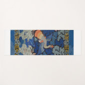 バードブルー中国の刺繍ヴィンテージ ヨガマット (正面(横))