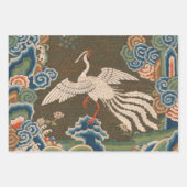 バードブルー中国の刺繍ヴィンテージ ラッピングペーパーシート (正面2)