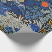 バードブルー中国の刺繍ヴィンテージ ラッピングペーパー (角)