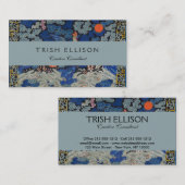 バードブルー中国の刺繍ヴィンテージ 名刺 (正面/裏面)