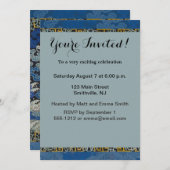 バードブルー中国の刺繍ヴィンテージ 招待状 (正面/裏面)