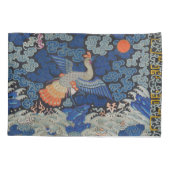 バードブルー中国の刺繍ヴィンテージ 枕カバー (裏面)