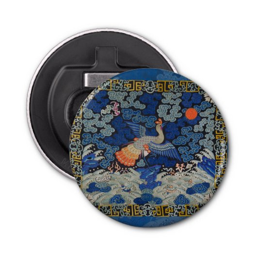 バードブルー中国の刺繍ヴィンテージ 栓抜き (正面)