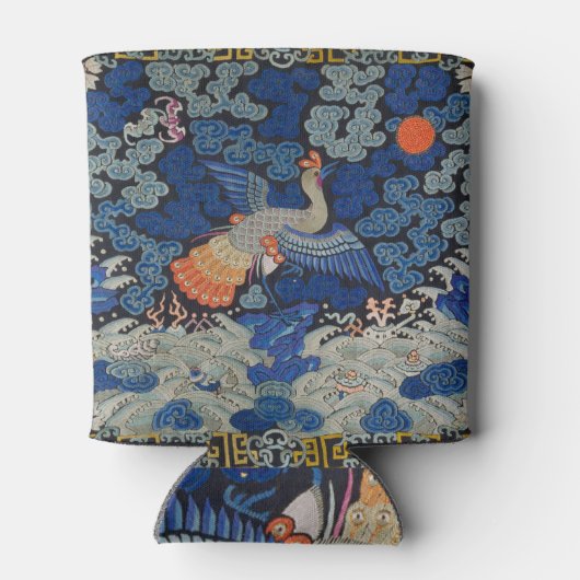 バードブルー中国の刺繍ヴィンテージ 缶クーラー (裏面)