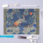 バードブルー中国の刺繍ヴィンテージ 薄葉紙 (クラフト)