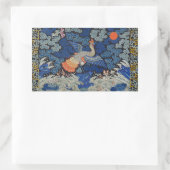 バードブルー中国の刺繍ヴィンテージ 長方形シール (バッグ)