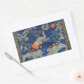バードブルー中国の刺繍ヴィンテージ 長方形シール (封筒)
