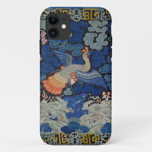 バードブルー中国の刺繍ヴィンテージ iPhone 11 ケース