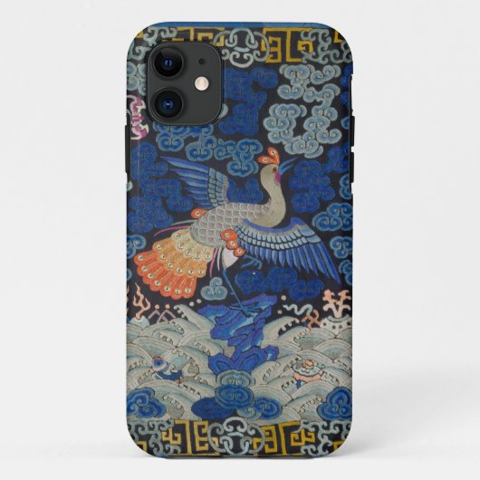 バードブルー中国の刺繍ヴィンテージ Case-Mate iPhoneケース (裏面)