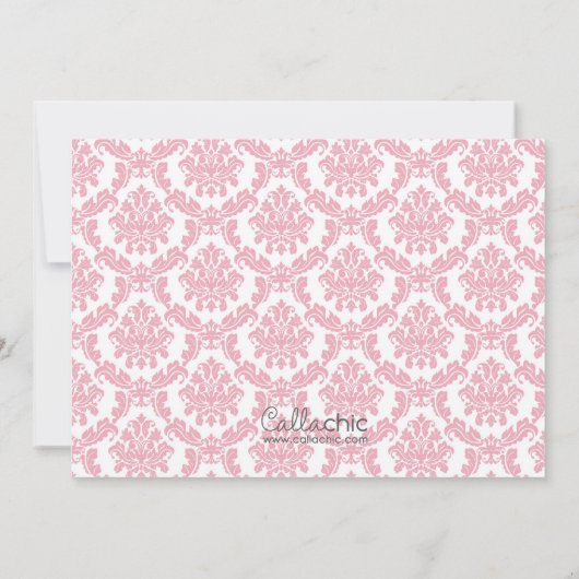 バードベビーシャワー招待状ガールダマスクピンクグリーン 招待状 (裏面)