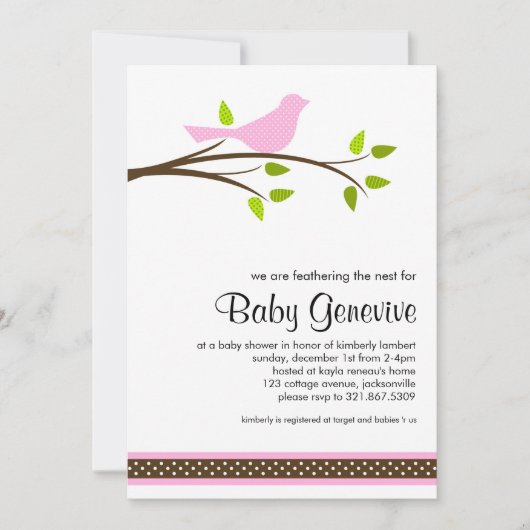 バードベビーシャワー招待状 招待状 (正面)