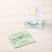 バードベビーシャワー春 スクエアペーパーコースター (インサイチュ)