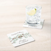 バードベビーシャワー春 スクエアペーパーコースター (インサイチュ)