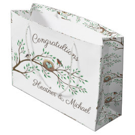 バードベビーシャワー春 ラージペーパーバッグ