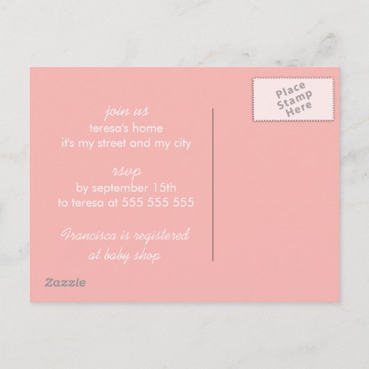 バードポストカード付きベビーシャワー招待状 インビテーションポストカード (裏面)