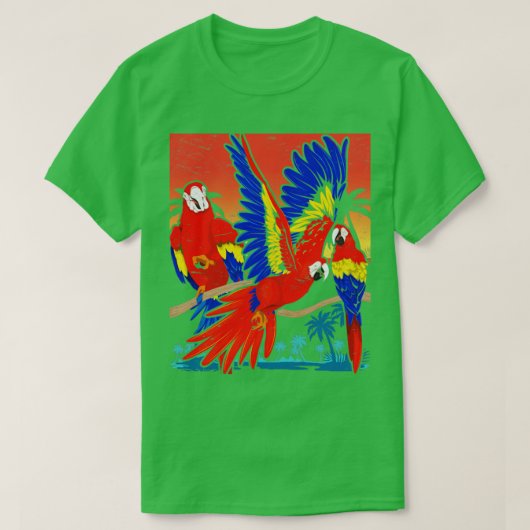 バードマカオ動物園の動物の熱帯産オウム Tシャツ (デザイン正面)