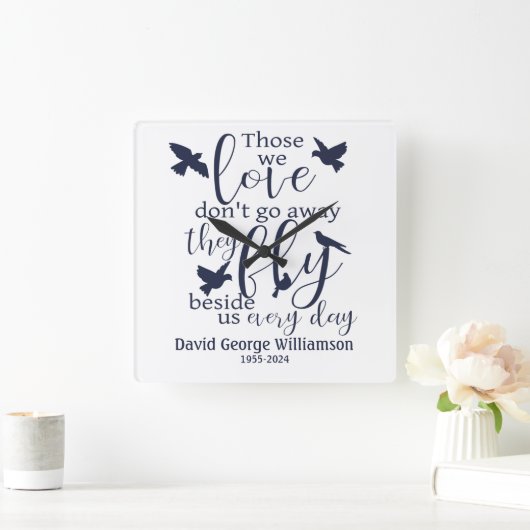 バードメモリアルフライアウィザーズ悔やみや弔慰 スクエア壁時計 (ホーム)