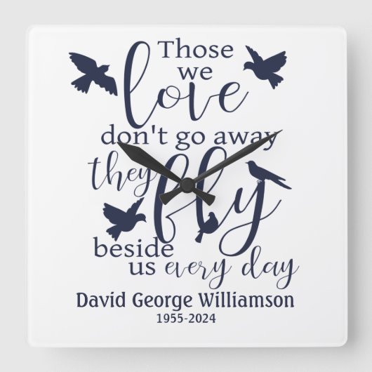 バードメモリアルフライアウィザーズ悔やみや弔慰 スクエア壁時計 (正面)