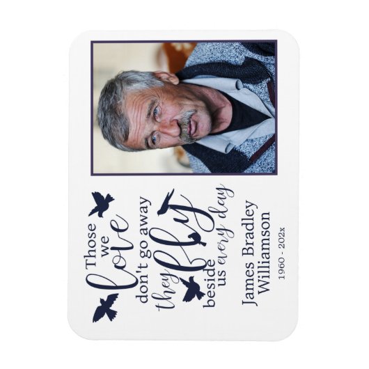 バードメモリアル葬儀記念の記念品の横を飛ぶ マグネット (縦)