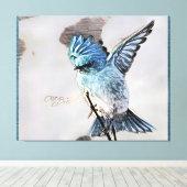 バードモデル：マウンテンブルーバード01-02 キャンバスプリント (インサイチュ (ウッドフロア))