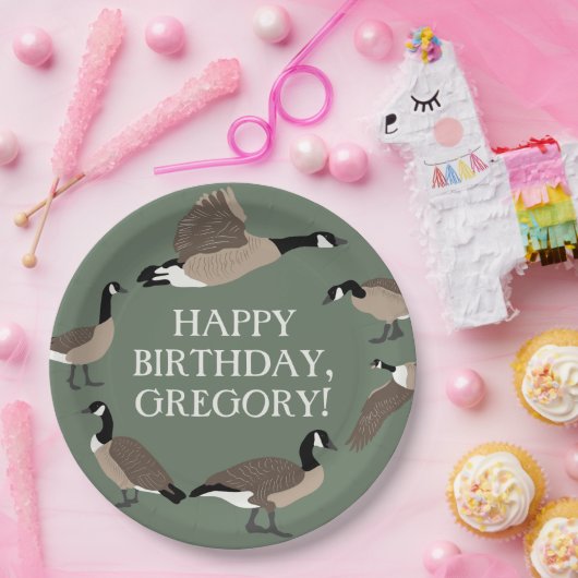 バードラバーズカナダゲーゼイラストレーション パーソナライズされた ペーパープレート (パーティー)