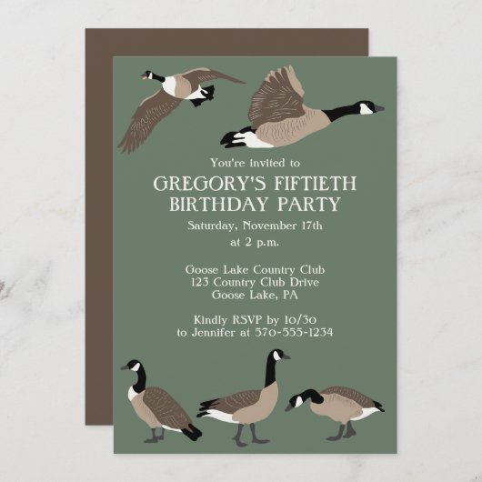 バードラバーズカナダゲーゼ誕生日パーティー 招待状 (正面/裏面)