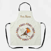 バードラバー用ロビンヴィンテージ花 エプロン (正面)
