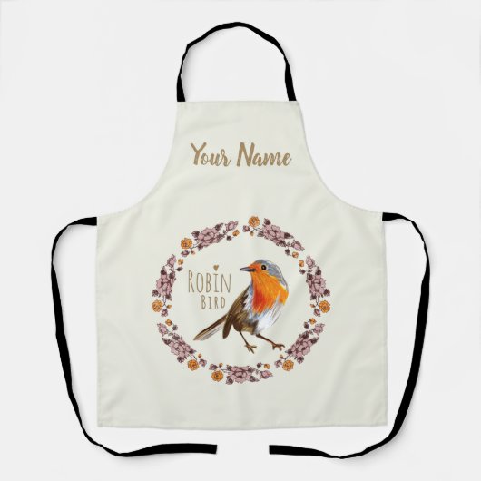 バードラバー用ロビンヴィンテージ花 エプロン (正面)