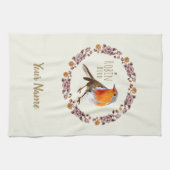 バードラバー用ロビンヴィンテージ花 キッチンタオル (横)