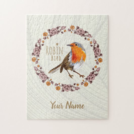 バードラバー用ロビンヴィンテージ花 ジグソーパズル (縦)
