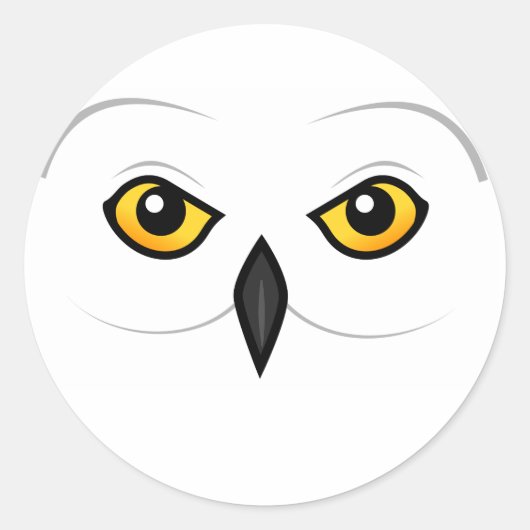 バードラブルスノーウィークフクロウ顔 ラウンドシール (正面)