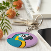 バードラブルブルーの喉を持つマカオ キーホルダー (側面)