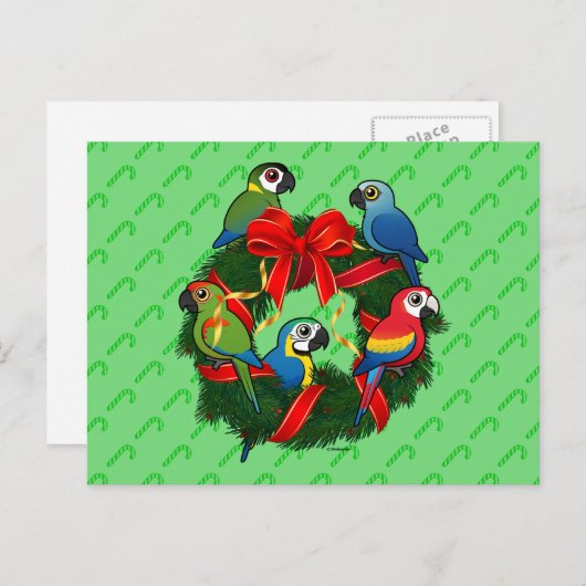 バードラブルマクズクリスマスリース シーズンポストカード (正面/裏面)
