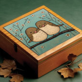 バードラブヴィンテージミュートブルーアールヌーボー タイル