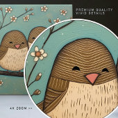 バードラブヴィンテージミュートブルーアールヌーボー タイル