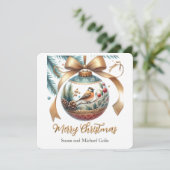 バードリボン付きクリスマス飾り シーズンカード (スタンド正面)